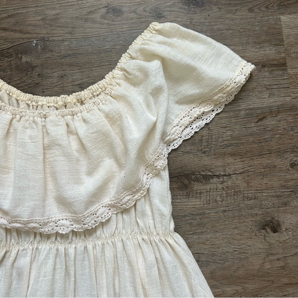 VINTAGE 70s Bohemian Campesina Mexican Wedding Peasant Dress - Picture 5 of 15